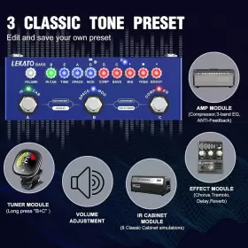 BC-01421BN LEKATO Bass Effects Pedal Ir Loading Delay Reverb #2