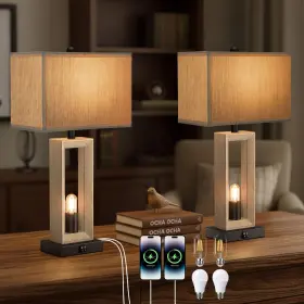 A0300212A1-2PC-1-001 PACOLIT Farmhouse Table Lamps Living Set