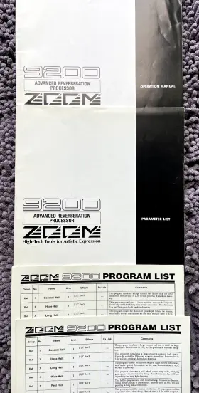9200 ZOOM Advanced Reverberation Processor Orginal Manuals